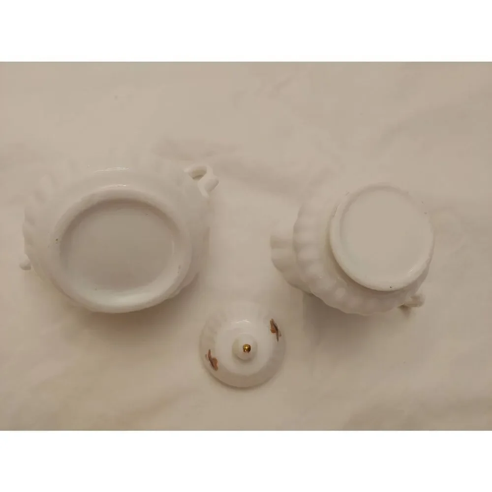 Vintage Porcelain Sugar Bowl And Creamer Gold Trim Set